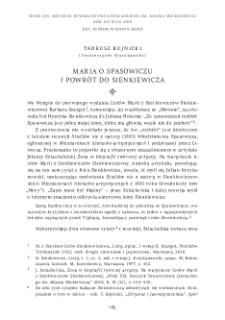 Maria o Spasowiczu i powr&oacute;t do Sienkiewicza