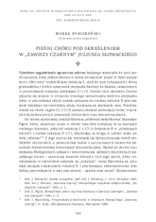 Pieśni ch&oacute;ru pod skreśleniem w &bdquo;Zawiszy Czarnym&rdquo; Juliusza Słowackiego