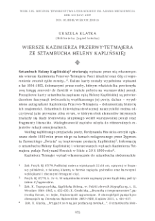 Wiersze Kazimierza Przerwy-Tetmajera ze sztambucha Heleny Kaplińskiej