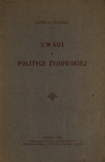 Uwagi o polityce żydowskiej