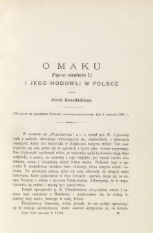 O maku (papaver somniferum I.) i jego hodowli w Polsce