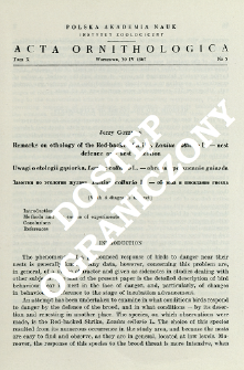 Remarks on ethology of the Red-backed Shrike, Lanius collurio L. - nest defence and nest desertion