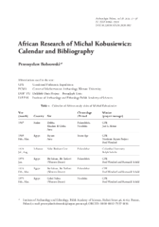 African Research of Michał Kobusiewicz: Calendar and Bibliography