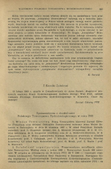 Sprawozdanie z działalności Polskiego Towarzystwa Hydrobiologicznego w roku 1968