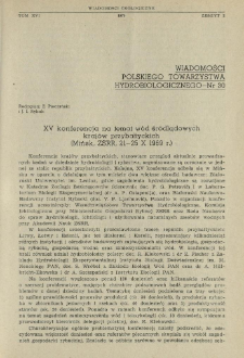 XV konferencja na temat wód śródlądowych krajów przybałtyckich (Mińsk, ZSRR, 21-25 X 1969 r.)