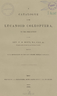 Catalogue of the Lucanoid Coleoptera in the collection together with descriptions of the new species therein contained