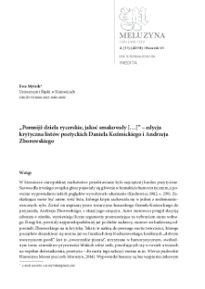 &bdquo;Pomnijż dzieła rycerskie, jakoć smakowały [&hellip;]&rdquo; &ndash; edycja krytyczna list&oacute;w poetyckich Daniela Koźmickiego i Andrzeja Zborowskiego
