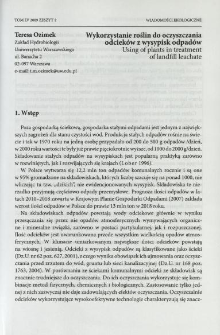 Wykorzystanie roślin do oczyszczania odciek&oacute;w z wysypisk odpad&oacute;w