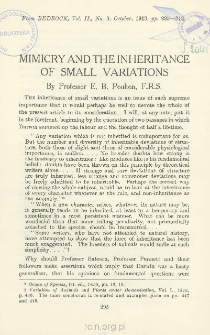 Mimicry and the inheritance of small variations
