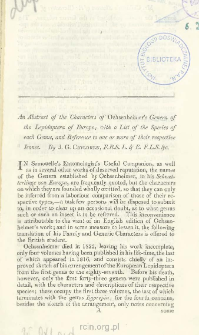 An abstract of the characters of Ochsenheimer’s Genera of the Lepidoptera of Europe with a list of the species of each genus, and reference to one or more of their respective icones