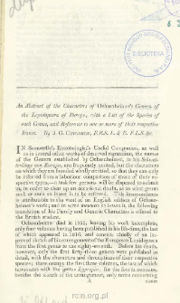 An abstract of the characters of Ochsenheimer&rsquo;s Genera of the Lepidoptera of Europe with a list of the species of each genus, and reference to one or more of their respective icones
