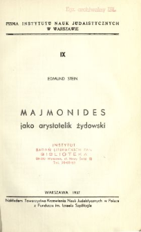 Majmonides jako arystotelik żydowski