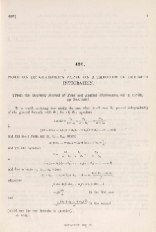 Note on Dr. Glaisher's paper on a theorem in definite integration