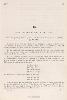 Note on the calculus of logic