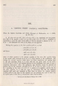 A " Smith's Prize" paper [1869]; solutions by Prof. Cayley