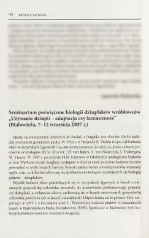 Seminarium poświęcone biologii dziuplaków wróblowców "Używanie dziupli - adaptacja czy konieczność" (Białowieża, 7-12 września 2007 r.)