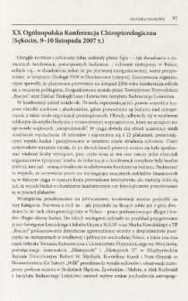XX Og&oacute;lnopolska Konferencja Chiropterologiczna (Sękocin, 9-10 listopada 2007 r.)