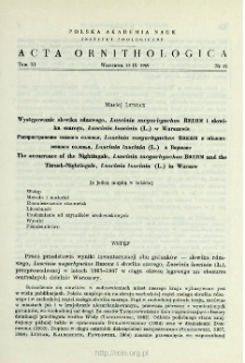 Występowanie słowika rdzawego, Luscinia megarhynchos Brehm i słowika szarego, Luscinia luscinia (L.) w Warszawie