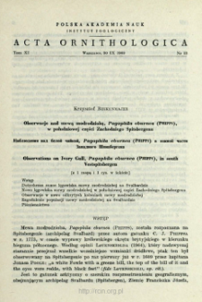 Obserwacje nad mewą modrodziobą, Pagophila eburnea (Phipps), w południowej części Zachodniego Spitsbergenu