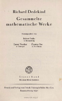 Gesammelte mathematische Werke. 1er Bd, spis treści i dodatki