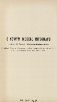 O nowym modelu integrafu : systemu D. Napoli i Abdanka-Abakanowicza