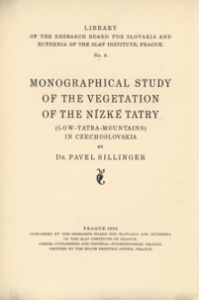 Monografická studie o vegetaci Nízkých Tater