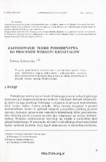 Zastosowanie teorii podobieństwa do proces&oacute;w wzrostu kryształ&oacute;w = Application of similarity theory for single crystal growth