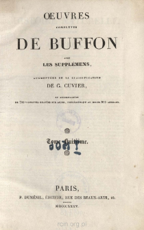 Oeuvres completes de Buffon avec les supplémens, augmentées de la classification de G. Cuvier. Vol.8