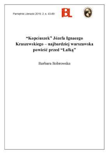 &bdquo;Kopciuszek&rdquo; J&oacute;zefa Ignacego Kraszewskiego &ndash; najbardziej warszawska powieść przed &bdquo;Lalką&rdquo;