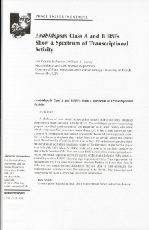 Arabidopsis Class A and B HSFs Show a Spectrum of Transcriptional Activity