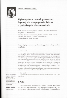 Phage display - a new way of selecting proteins with predefined specificities
