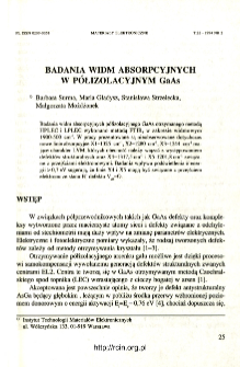 Badania widm absorpcyjnych w p&oacute;łizolacyjnym GaAs = Investigation of absorption spectra of Si GaAs