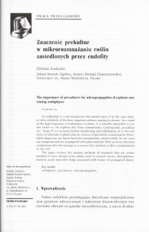 The importance of precultures for micropropagation of explants containing endophytes
