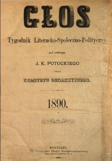 Głos : tygodnik literacko-społeczno-polityczny 1890 N.2