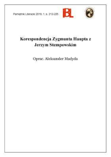 Korespondencja Zygmunta Haupta z Jerzym Stempowskim