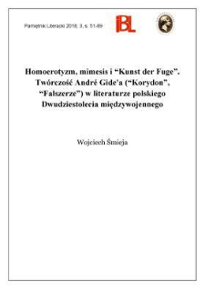 Homoerotyzm, mimesis i &bdquo;Kunst der Fuge&rdquo;. Tw&oacute;rczość Andr&eacute; Gide&rsquo;a (&bdquo;Korydon&rdquo;, &bdquo;Fałszerze&rdquo;) w literaturze polskiego Dwudziestolecia międzywojennego