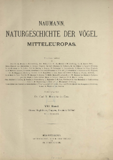 Naumann, Naturgeschichte der Vögel Mitteleuropas. neu bearbeitet R. Blasius [et al.] 7 Band ; Ibisse, Flughühner, Trappen, Kraniche, Rallen :