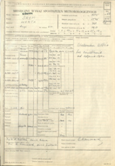 Miesięczny wykaz spostrzeżeń meteorologicznych. Lipiec 1962