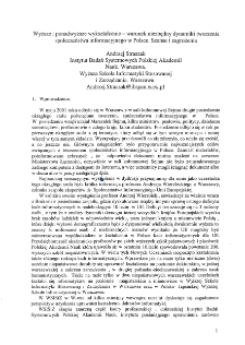 Wyższe i ponadwyższe wykształcenie - warunek niezbędny dynamiki tworzenia społeczeństwa informacyjnego w Polsce. Szanse i zagrożenia