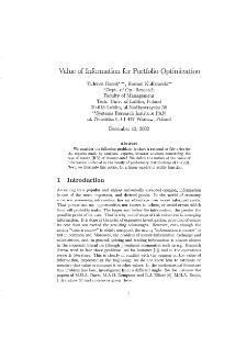 Value of information for portfolio optimization