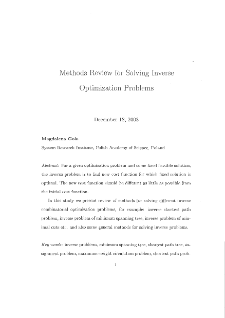 Methods review for solving inverse optimization problems