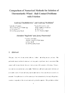 Comparison of Numeral Methods for Solution of Wheel - Rail Contact Problems with Friction