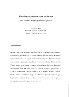 Lingwistyczne podsumowania baz danych jako element wspomagania zarządzania