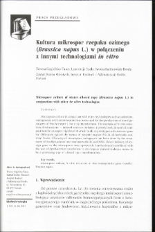 Microspore culture of winter oilseed rape (Brassica napus L.) in conjunction with other in vitro technologies