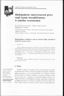 Biodegradation of pollutions using an activated sludge immobilizedinside the ceramic carrier