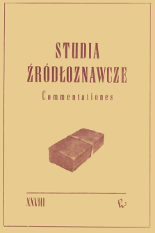 Studia Źródłoznawcze = Commentationes T. 28 (1983), Artykuły i rozprawy