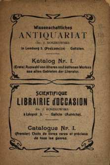 Katalog nr 1 : (Erste) Auswahl von älteren und seltenen Werken aus allen Gebieten der Literatur