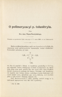 O polimeryzacyi p. tolunitrylu