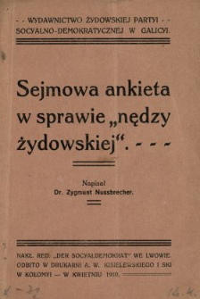 Sejmowa ankieta w sprawie "nędzy żydowskiej"