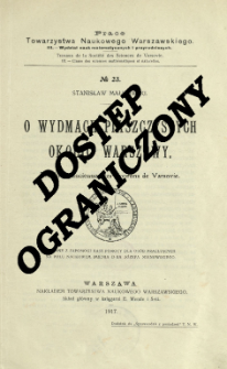 O wydmach piaszczystych okolic Warszawy = Les dunes anciennes des environs de Varsovie